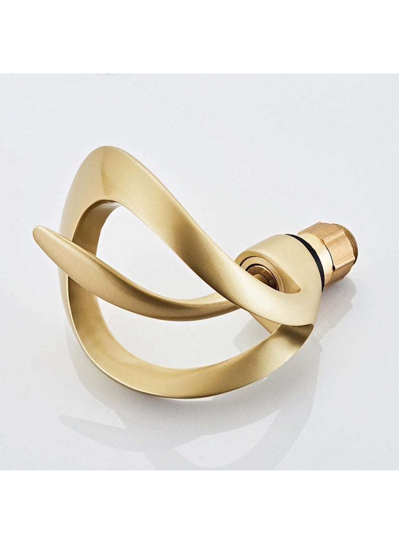 المفتاحة صنبور حوض فاخر بتصميم شلال - صنبور خلاط ذهبي بمقبض واحد وفتحة واحدة | صنبور حوض من النحاس الصلب لأحواض سطح الطاولة | تجهيزات حمام عصرية - Image 4